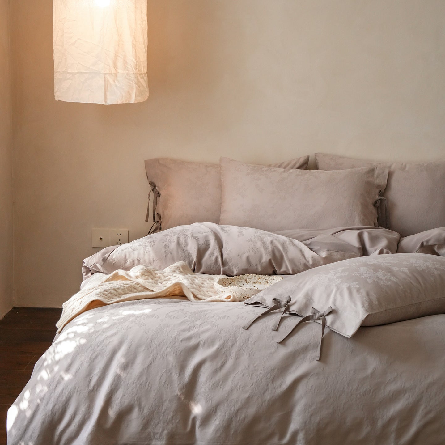  - Ever Lasting - Liora Ribbon Bow Tied Floral Bedding Set / Purple - Bedding Set - Ever Lasting