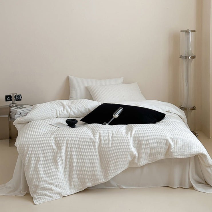 Logan Modern Pleated Striped Bedding Bundle - Ever Lasting