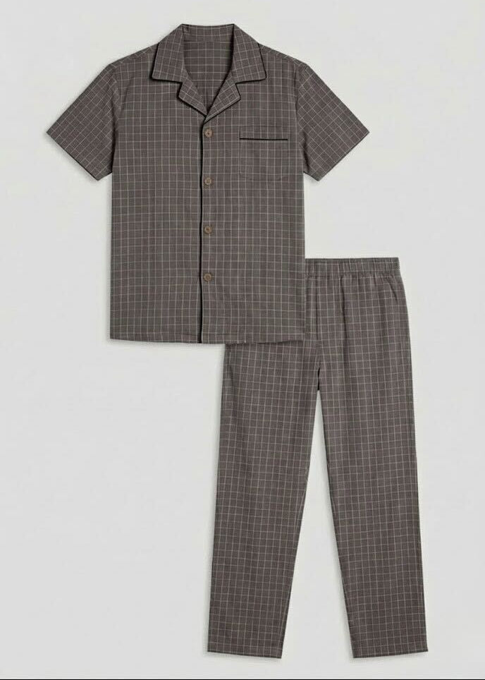  - Ever Lasting - Luca Washed Cotton Plaid Lapel Pajama Set / Pink - Pajama Set - Ever Lasting