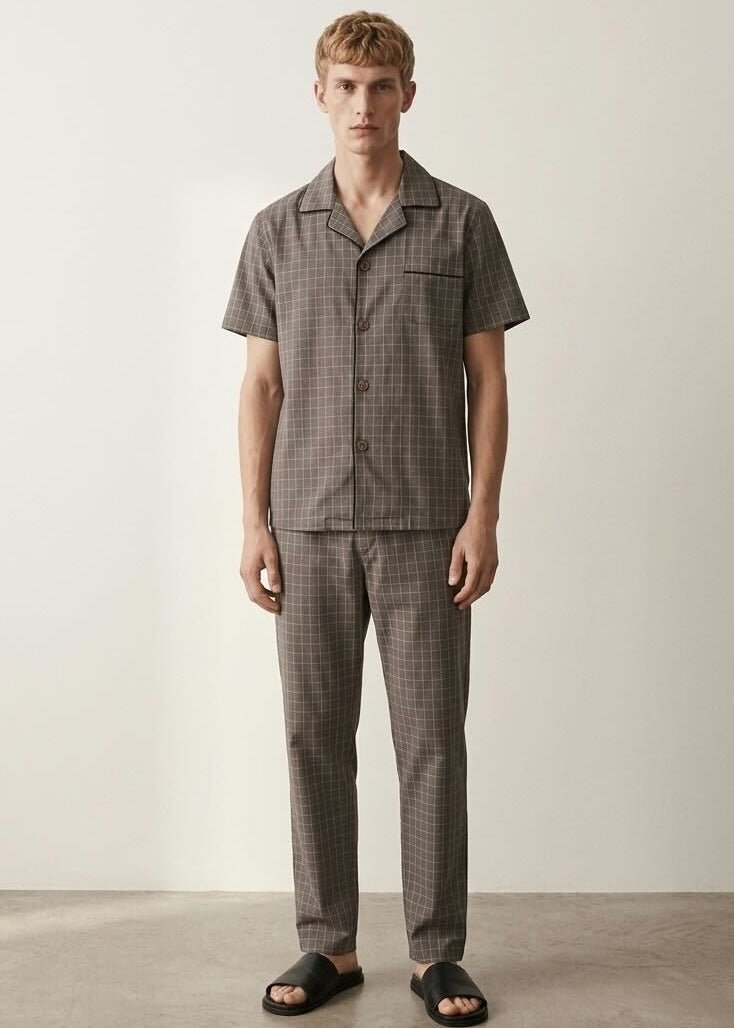  - Ever Lasting - Luca Washed Cotton Plaid Lapel Pajama Set / Pink - Pajama Set - Ever Lasting