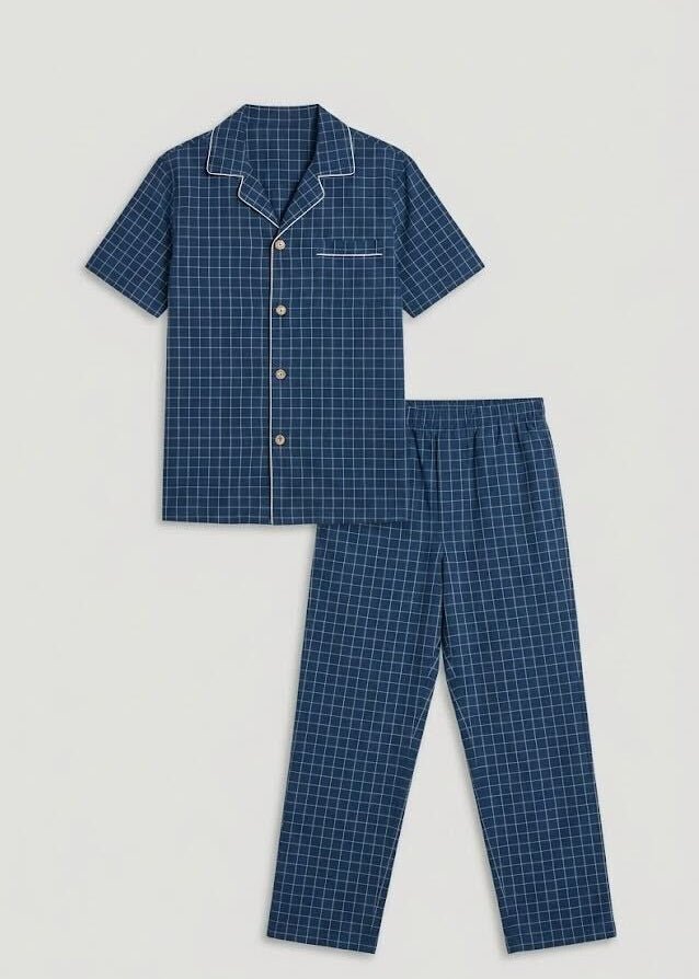  - Ever Lasting - Luca Washed Cotton Plaid Lapel Pajama Set / Pink - Pajama Set - Ever Lasting