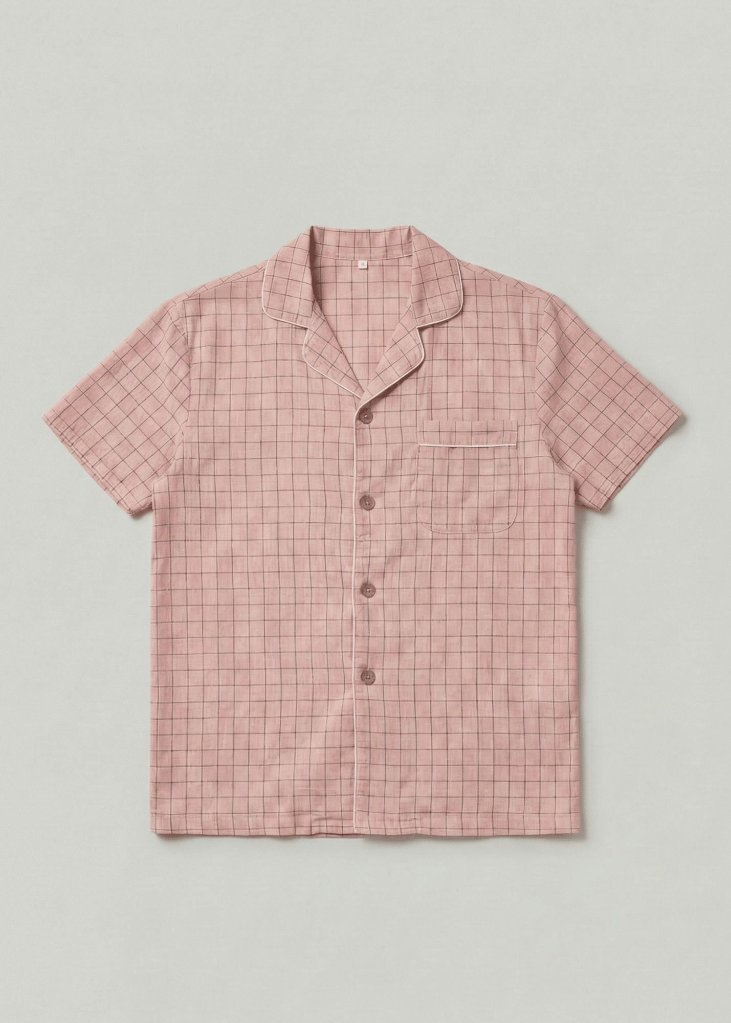  - Ever Lasting - Luca Washed Cotton Plaid Lapel Pajama Set / Pink - Pajama Set - Ever Lasting