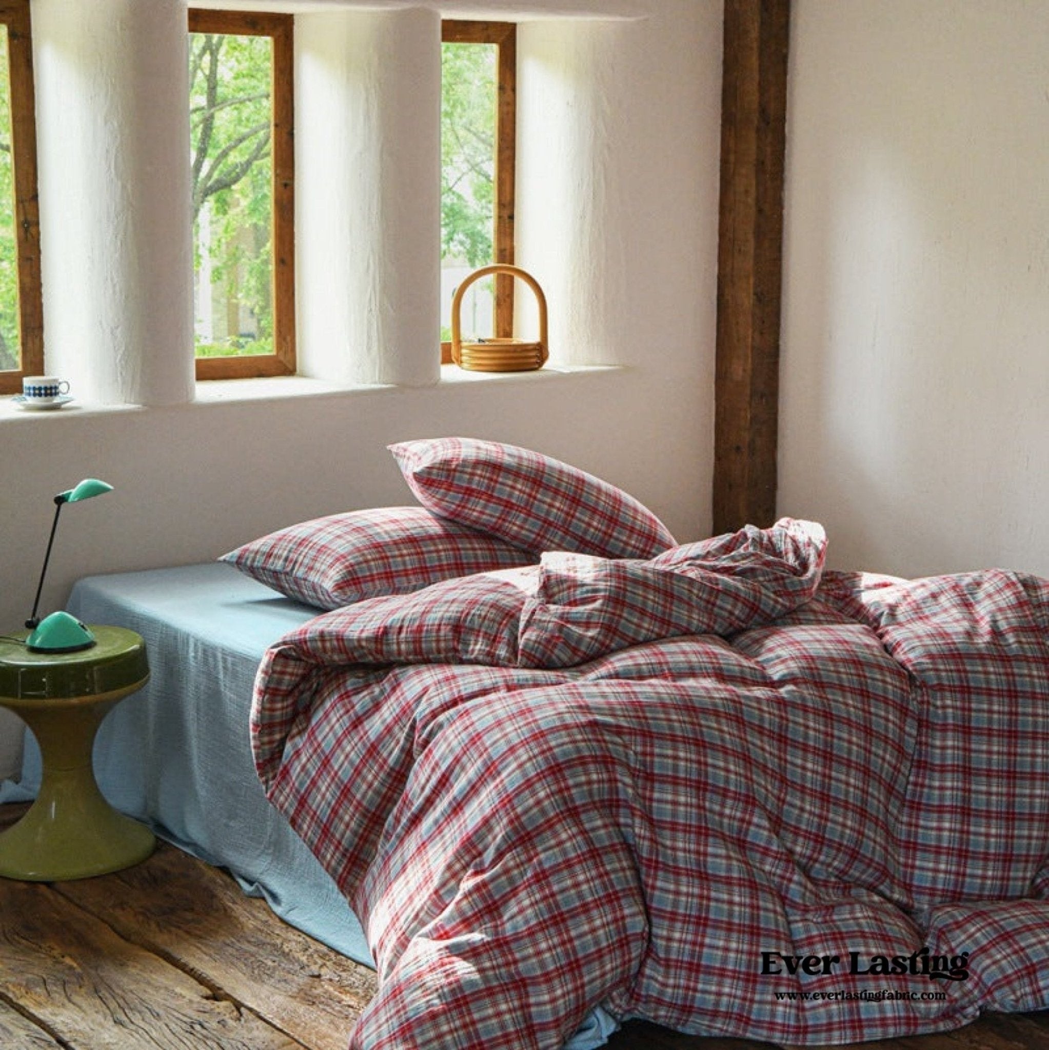 Lucas Gingham Jacquard Bedding Set / Green - Ever Lasting