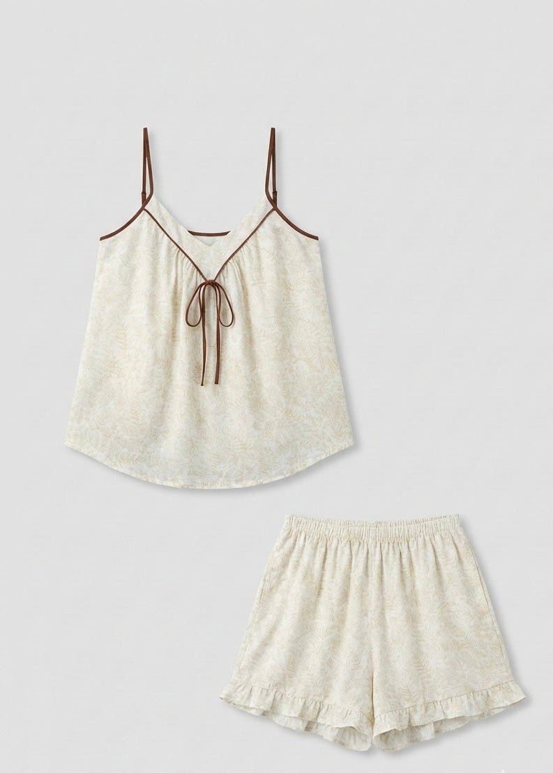  - Ever Lasting - Lucinda Sleeveless Floral Pajama Set / Beige - Pajamas - Ever Lasting