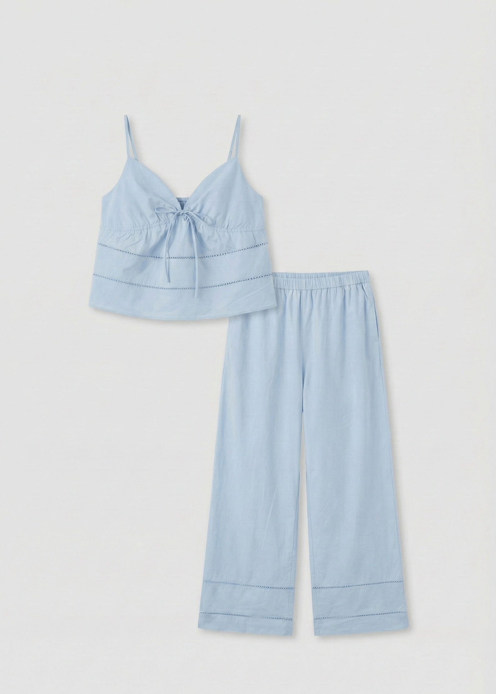  - Ever Lasting - Luminae Cotton V - Neck Pajama Set / White - Pajamas - Ever Lasting