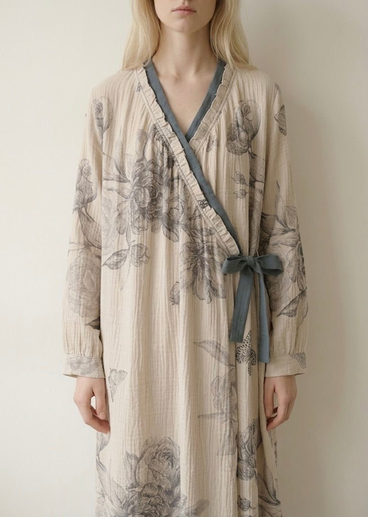  - Ever Lasting - Lunara Floral Long Sleeve Loungewear Dress / Blue - Pajamas - Ever Lasting