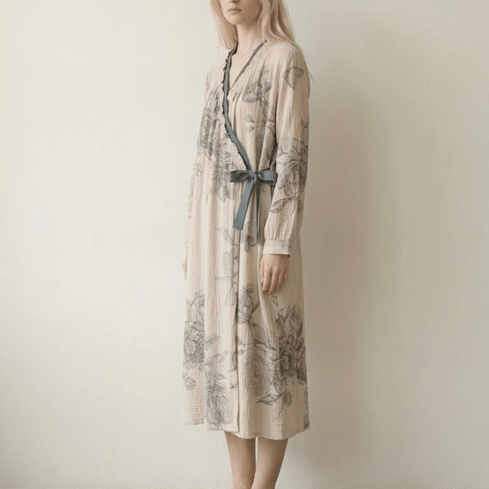  - Ever Lasting - Lunara Floral Long Sleeve Loungewear Dress / Blue - Pajamas - Ever Lasting