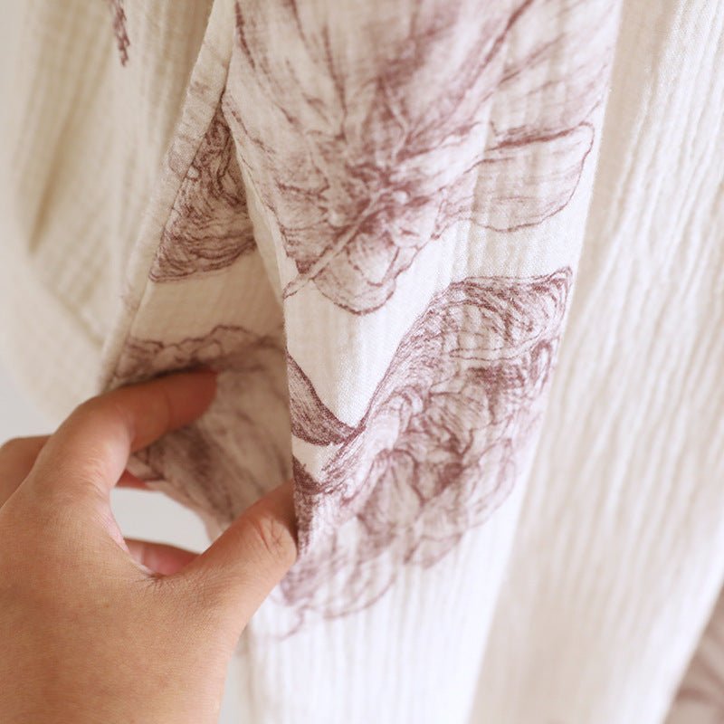  - Ever Lasting - Lunara Floral Long Sleeve Loungewear Dress / Red - Pajamas - Ever Lasting