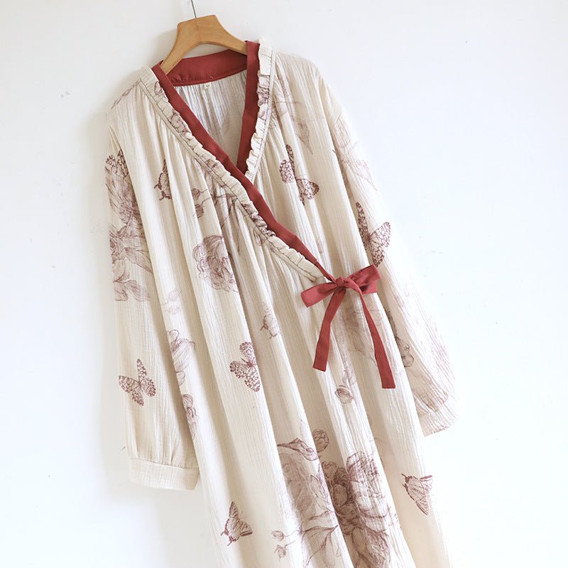  - Ever Lasting - Lunara Floral Long Sleeve Loungewear Dress / Red - Pajamas - Ever Lasting