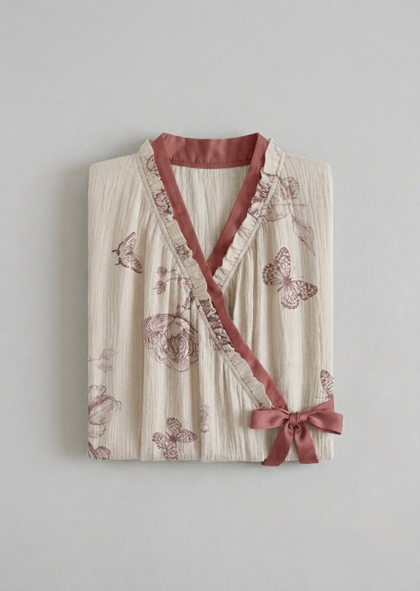  - Ever Lasting - Lunara Floral Long Sleeve Loungewear Dress / Red - Pajamas - Ever Lasting
