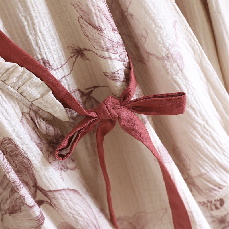  - Ever Lasting - Lunara Floral Long Sleeve Loungewear Dress / Red - Pajamas - Ever Lasting