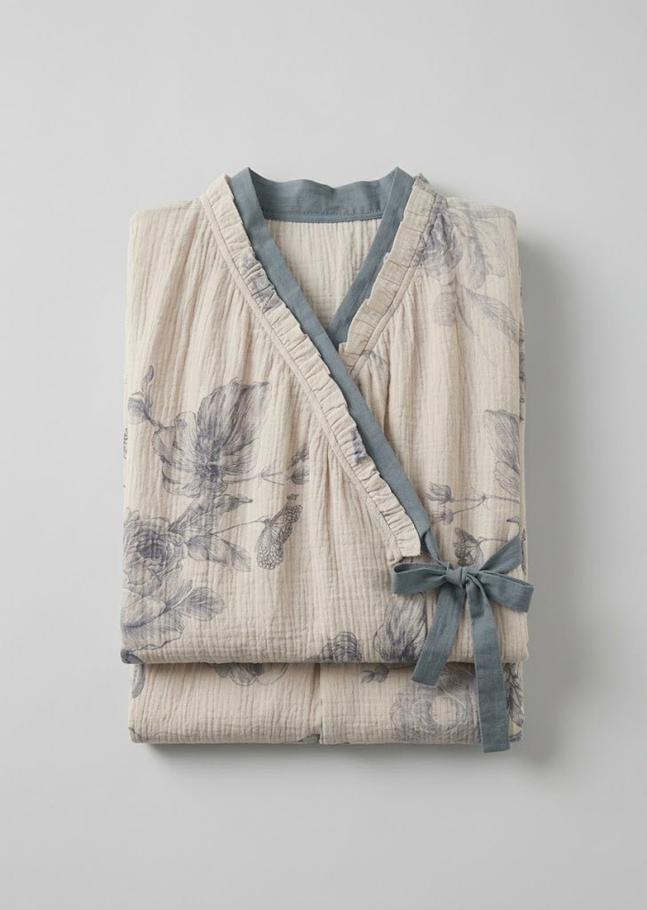  - Ever Lasting - Lunara Floral Long Sleeve Pajama Set / Blue - Pajamas - Ever Lasting