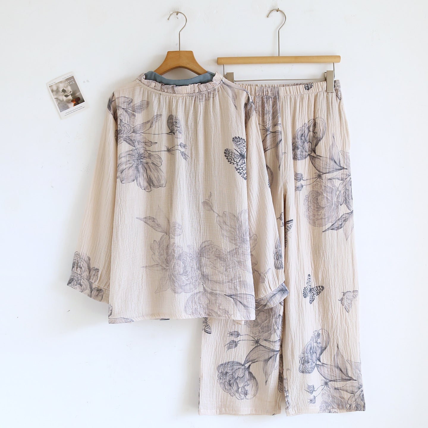  - Ever Lasting - Lunara Floral Long Sleeve Pajama Set / Blue - Pajamas - Ever Lasting