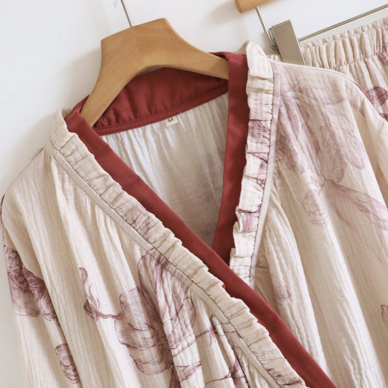  - Ever Lasting - Lunara Floral Long Sleeve Pajama Set / Blue - Pajamas - Ever Lasting