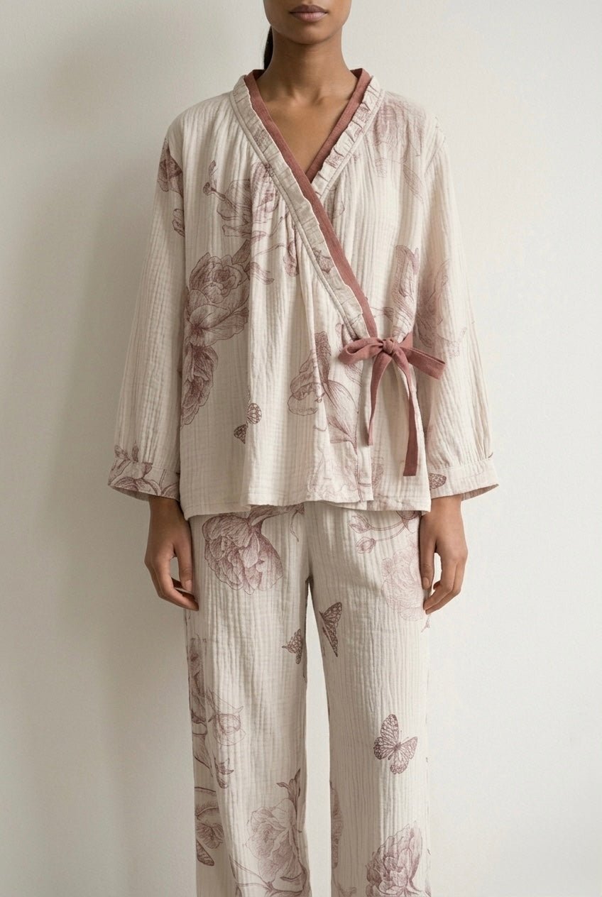  - Ever Lasting - Lunara Floral Long Sleeve Pajama Set / Red - Pajamas - Ever Lasting