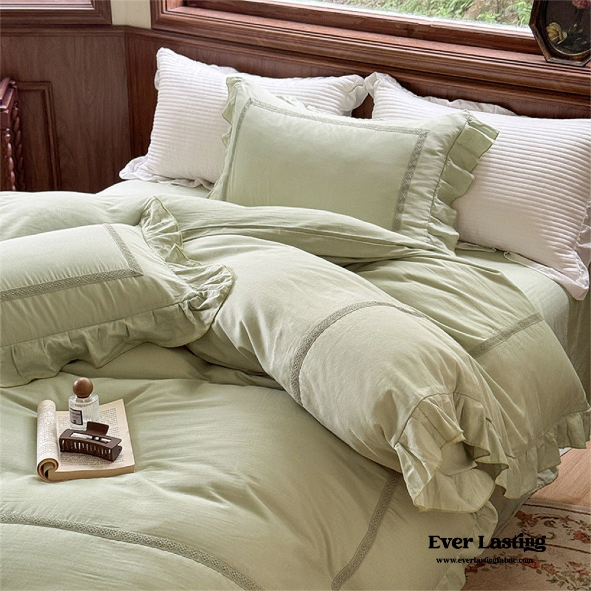 Madeleine Lace Double Gauze Ruffle Bedding Bundle - Ever Lasting
