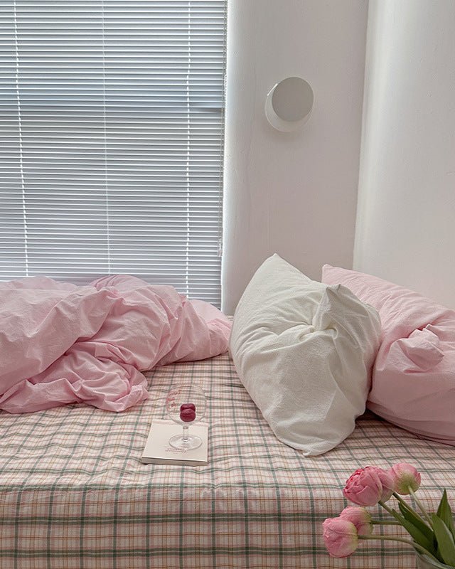 Maisie Soft Pink Plaid Bedding Bundle - Ever Lasting
