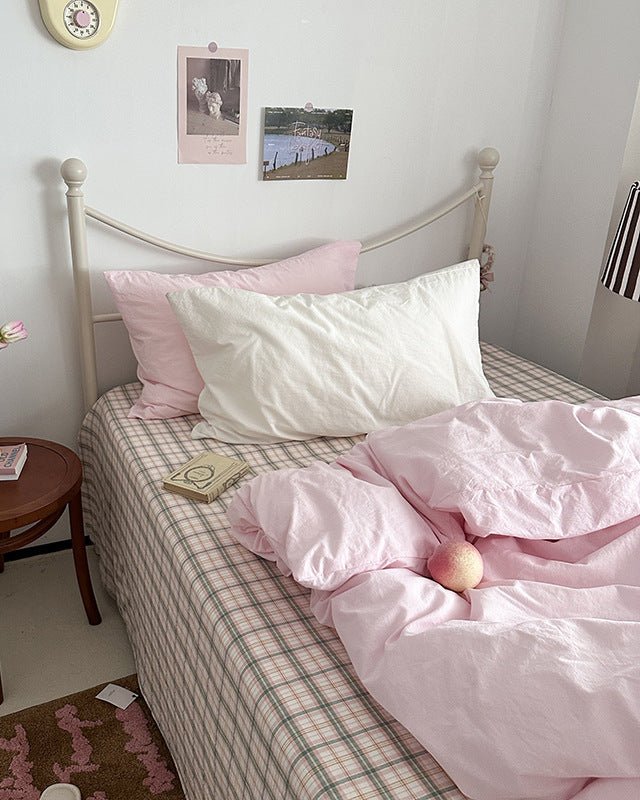 Maisie Soft Pink Plaid Bedding Bundle - Ever Lasting