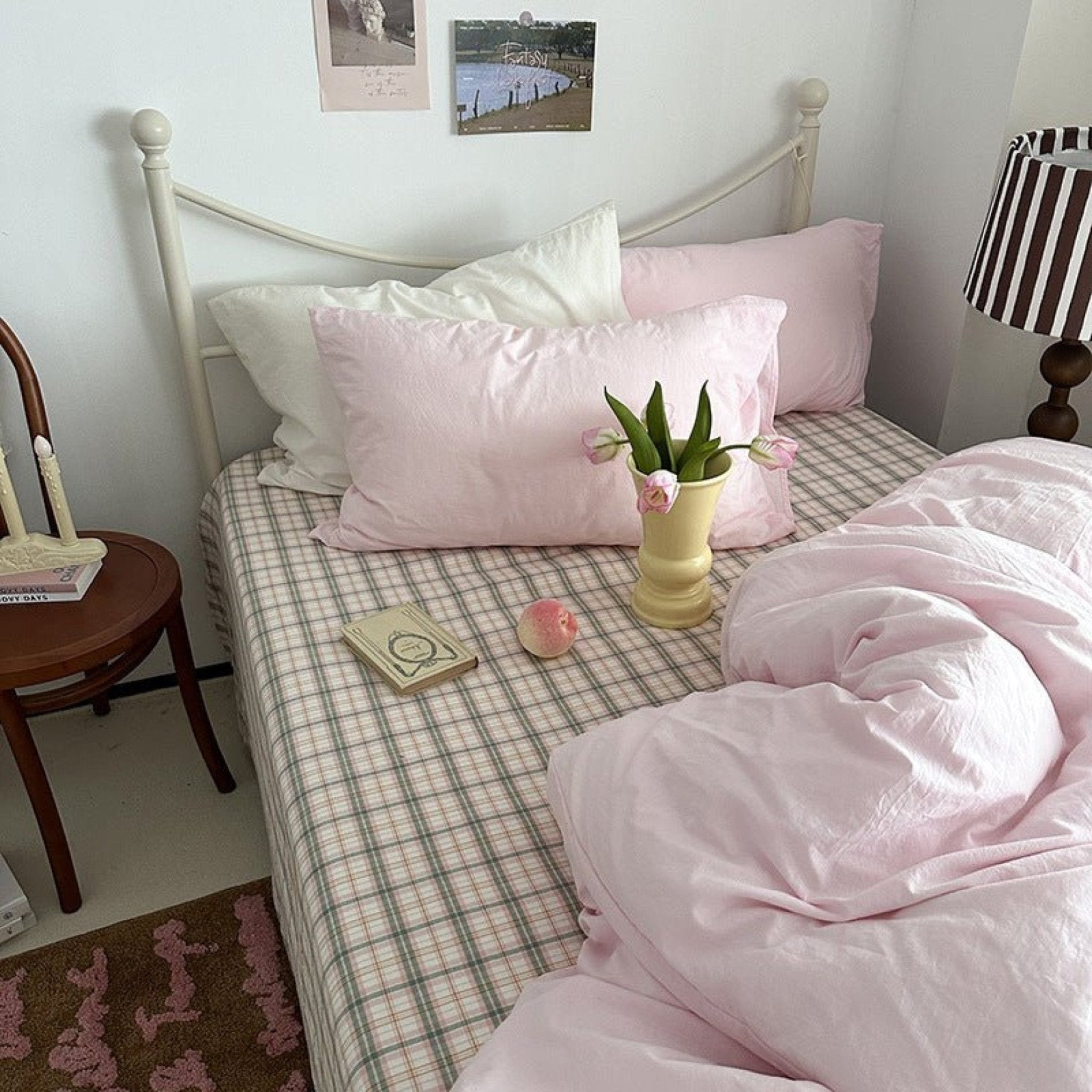 Maisie Soft Pink Plaid Bedding Set - Ever Lasting