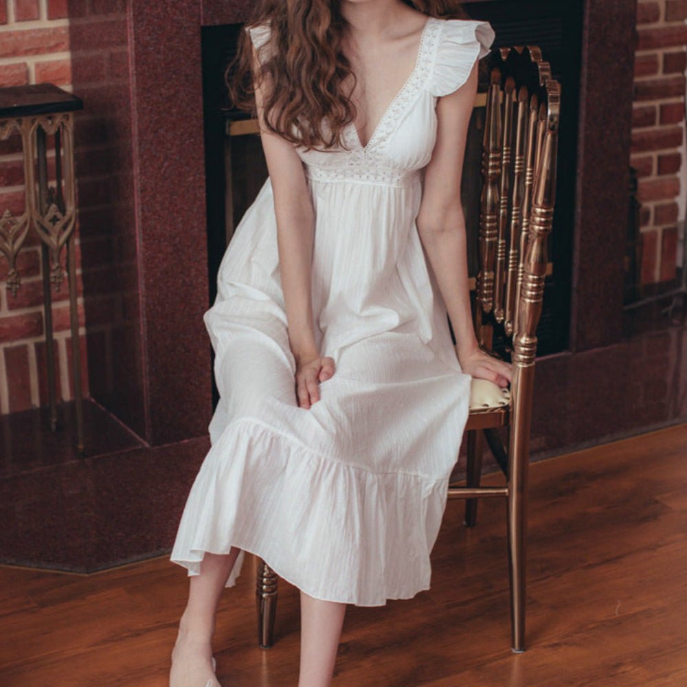 Margaret Fairy Dress with Ruffle Sleeves / White - Ever Lasting