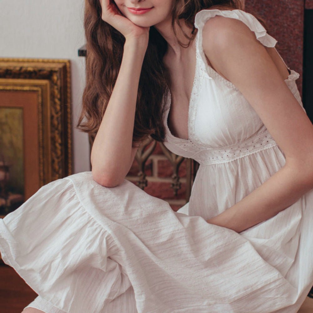 Margaret Fairy Dress with Ruffle Sleeves / White - Ever Lasting