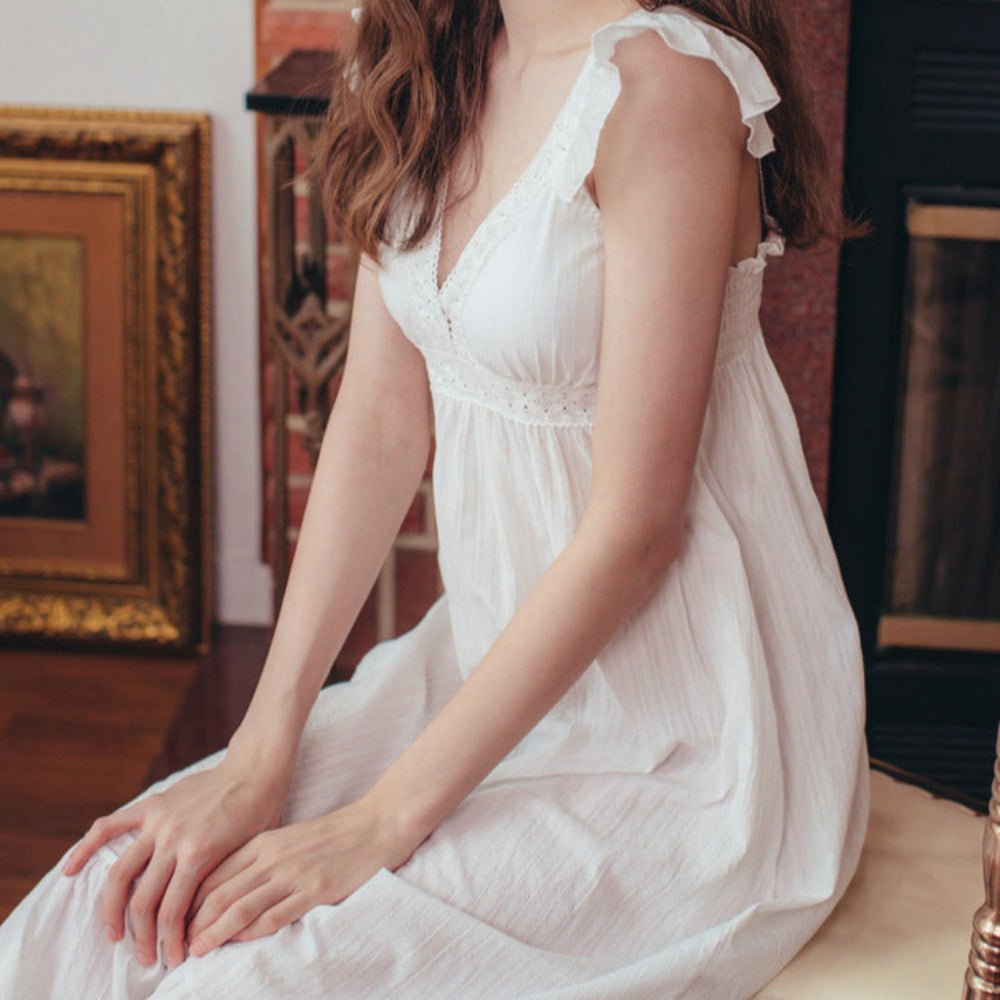 Margaret Fairy Dress with Ruffle Sleeves / White - Ever Lasting