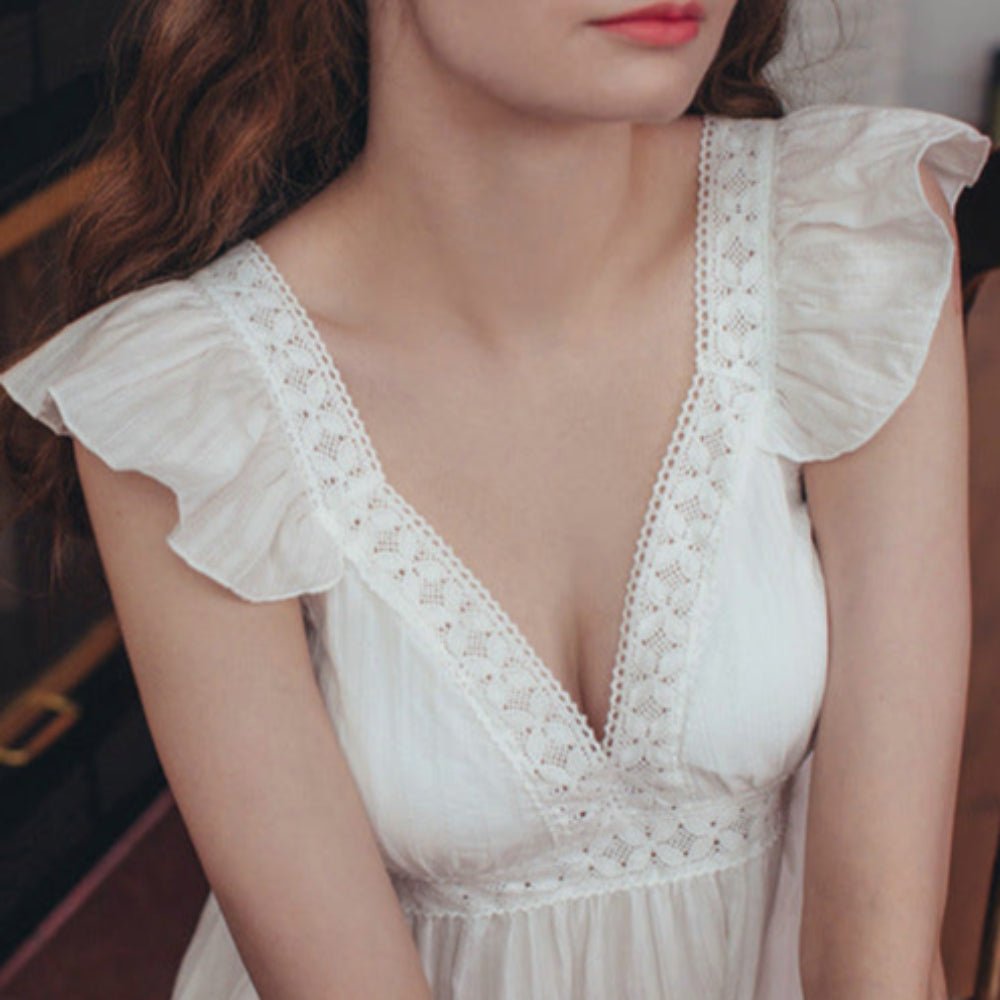 Margaret Fairy Dress with Ruffle Sleeves / White - Ever Lasting