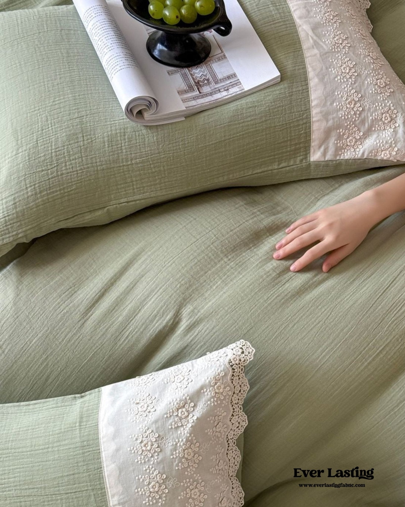 Margaux Lace Double Gauze Bedding Bundle - Ever Lasting