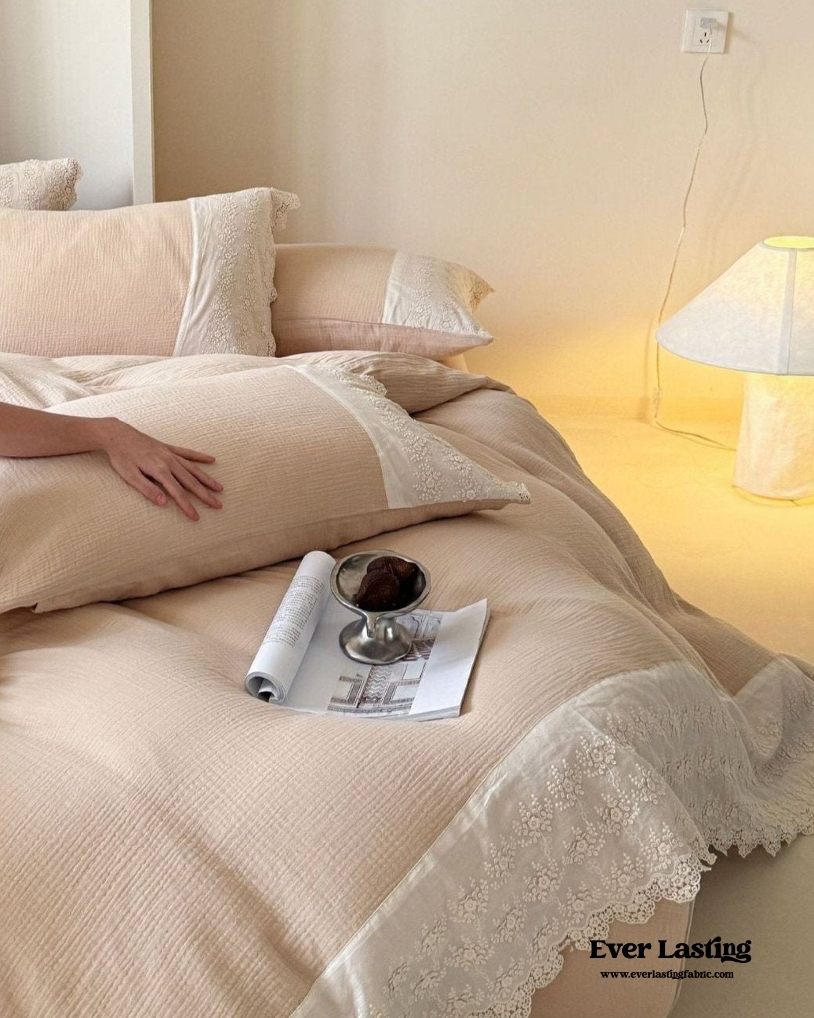 Margaux Lace Double Gauze Bedding Bundle - Ever Lasting
