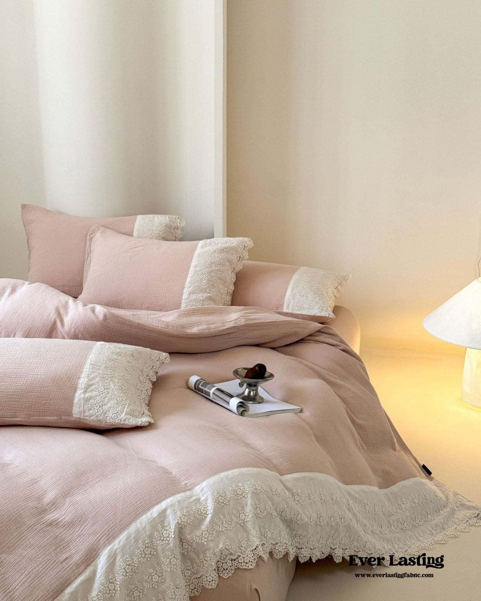 Margaux Lace Double Gauze Bedding Set / Beige Brown - Ever Lasting