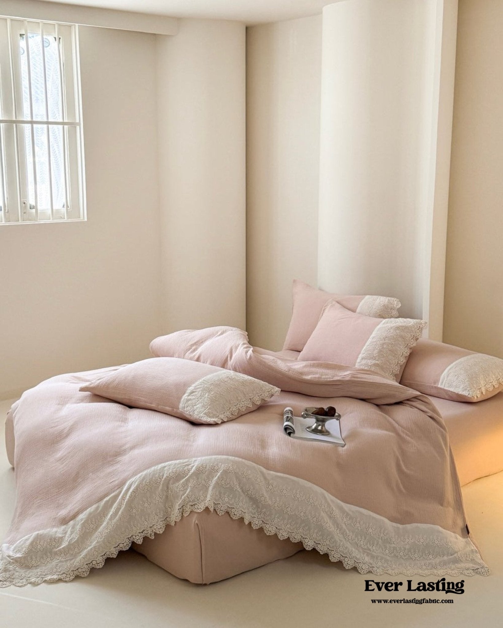 Margaux Lace Double Gauze Bedding Set / Sage Green - Ever Lasting