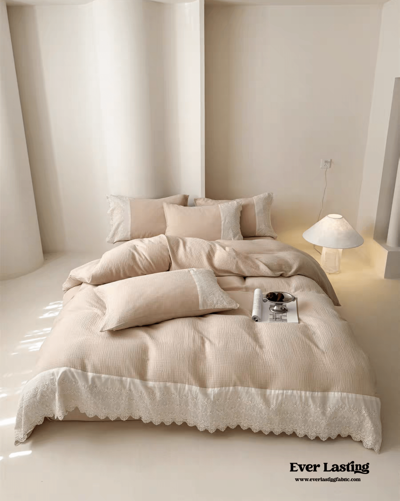 Margaux Lace Double Gauze Bedding Set / Sage Green - Ever Lasting