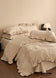 Marigold Velvet Pleated Lace Bedding Set / Beige main image 1