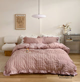 Marshmallow Puff Ruffle Bedding Set / Rust Pink