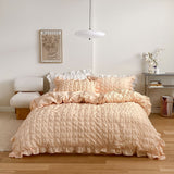 Marshmallow Puff Ruffle Bedding Set / Rust Pink Peach Small Flat