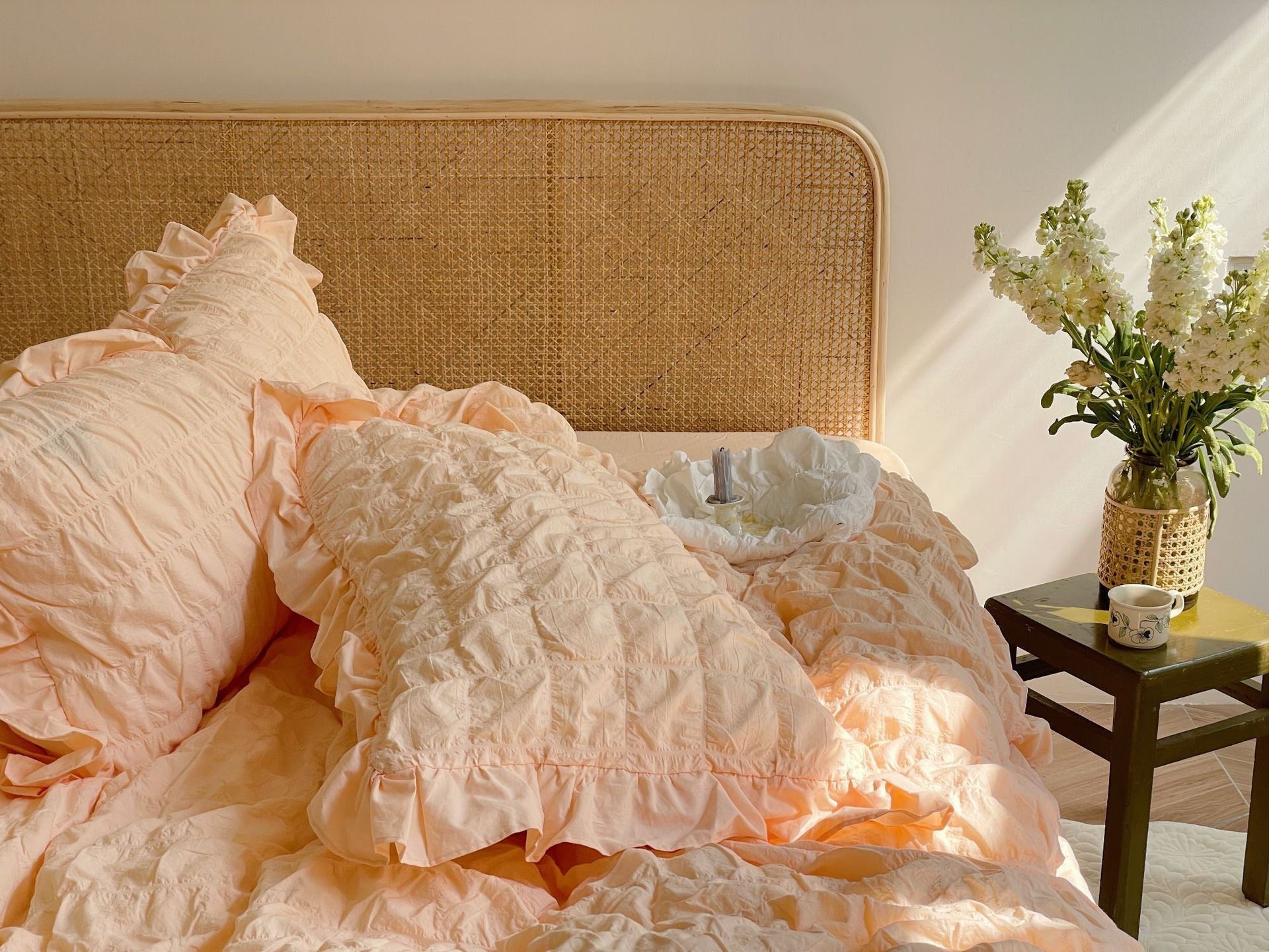  - Ever Lasting - Marshmallow Puff Ruffle Bedding Set / White - Bedding Set - Ever Lasting