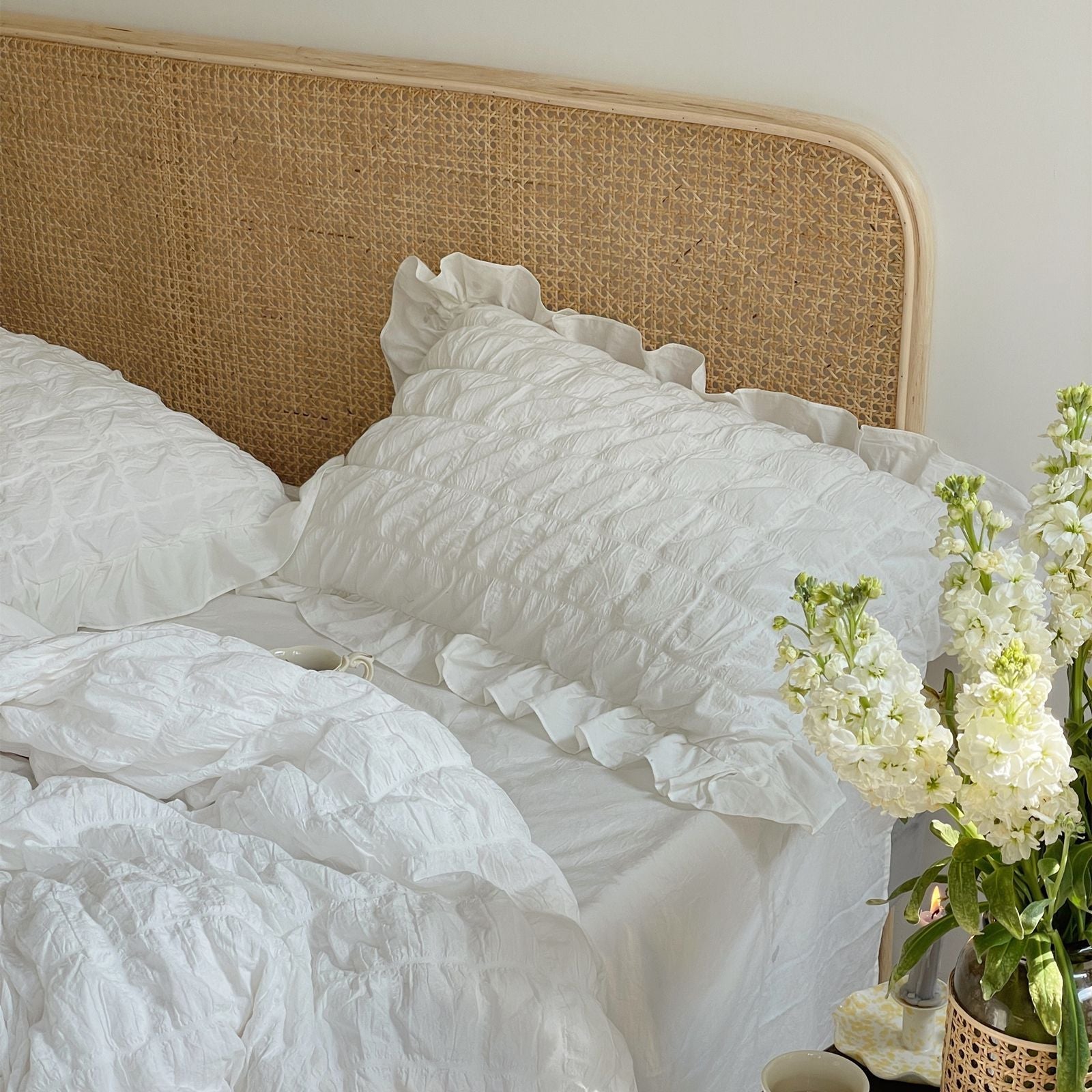  - Ever Lasting - Marshmallow Puff Ruffle Bedding Set / White - Bedding Set - Ever Lasting