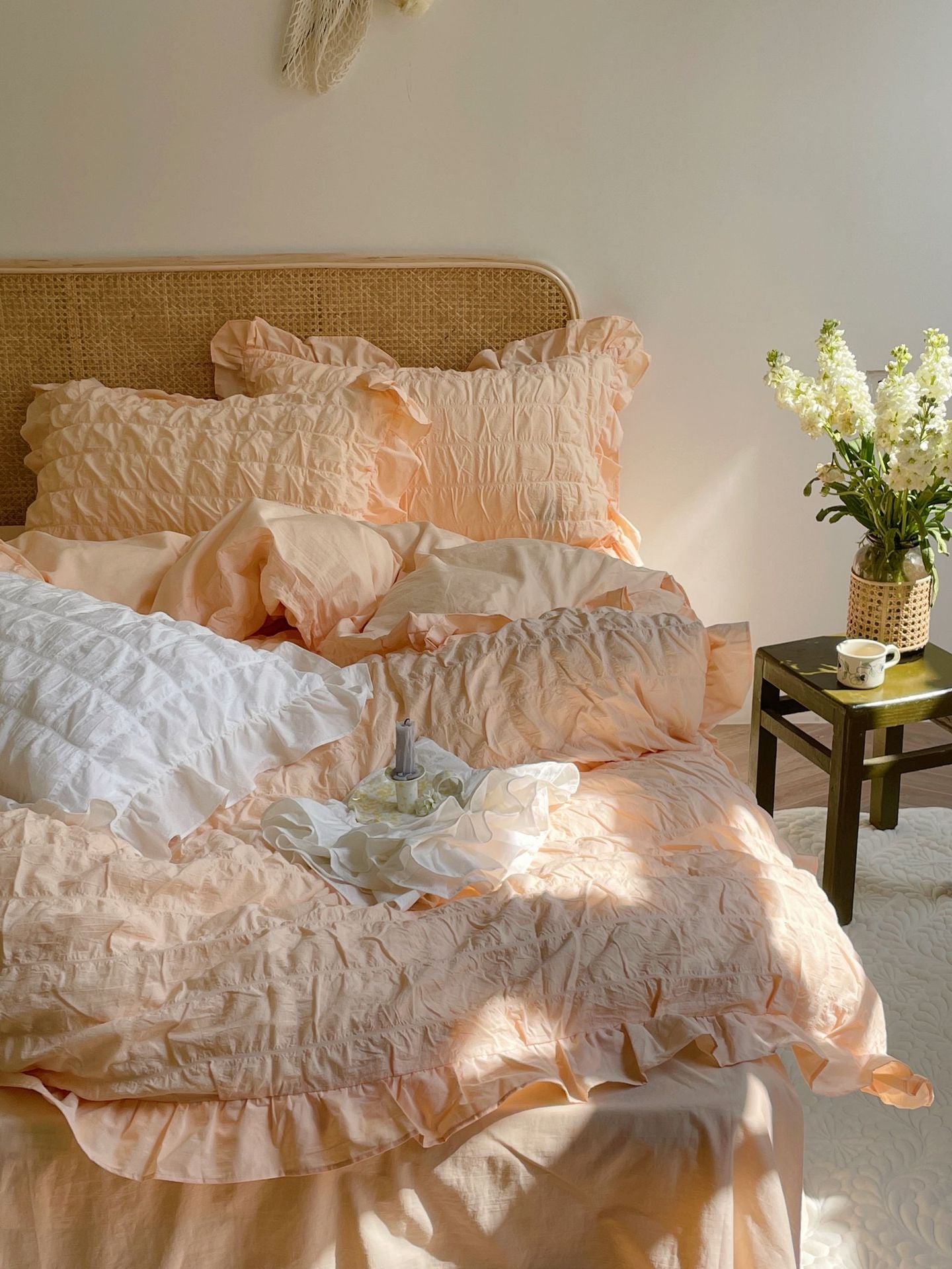  - Ever Lasting - Marshmallow Puff Ruffle Bedding Set / Yellow - Bedding Set - Ever Lasting
