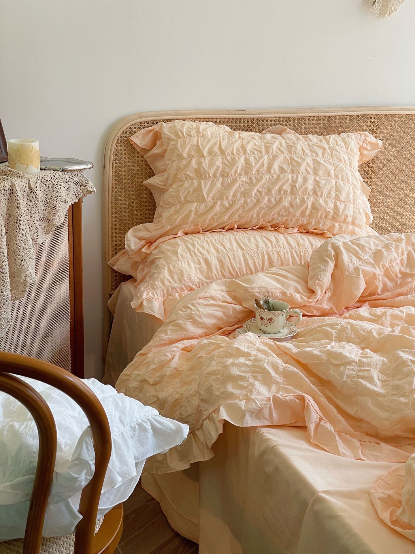  - Ever Lasting - Marshmallow Puff Ruffle Bedding Set / Yellow - Bedding Set - Ever Lasting