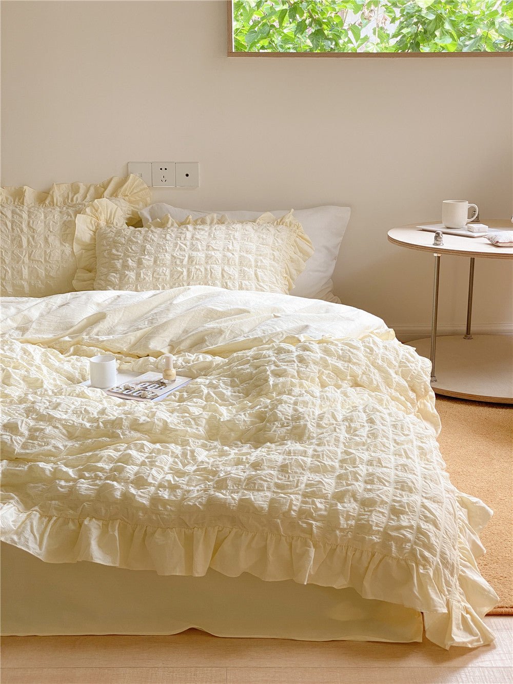  - Ever Lasting - Marshmallow Puff Ruffle Bedding Set / Yellow - Bedding Set - Ever Lasting