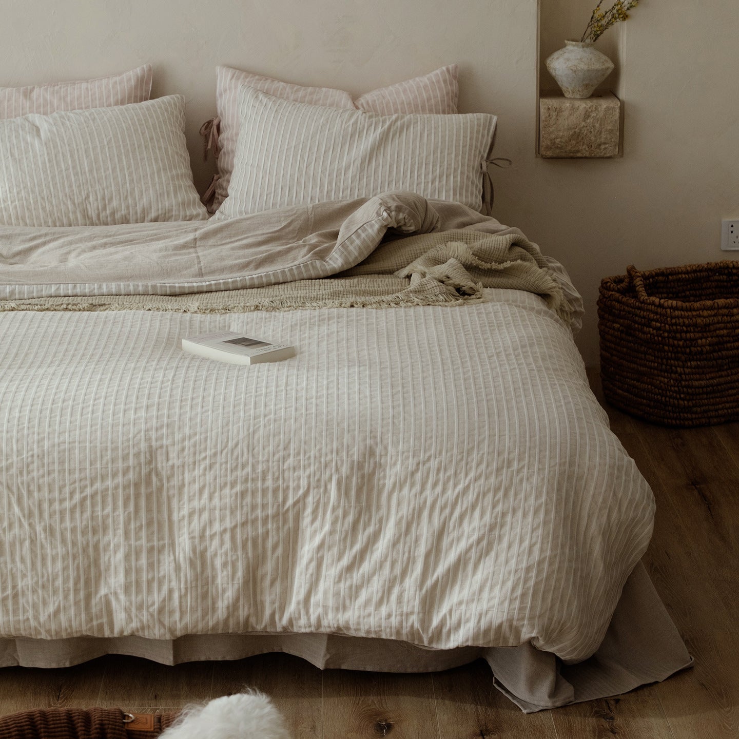 -Ever Lasting - Mason TENCEL™ Striped Bedding Set / Pink -Bedding Set -Ever Lasting