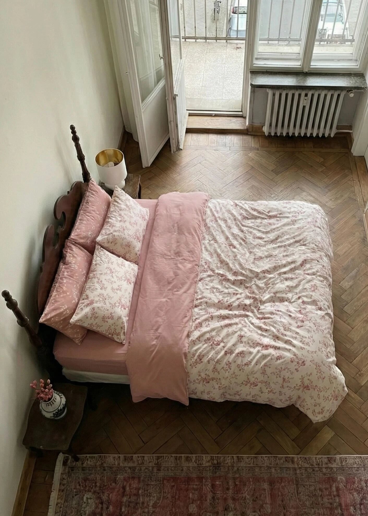  - Ever Lasting - Mathilde Flower Field Jersey Knit Bedding Set / Pink - Bedding Set - Ever Lasting