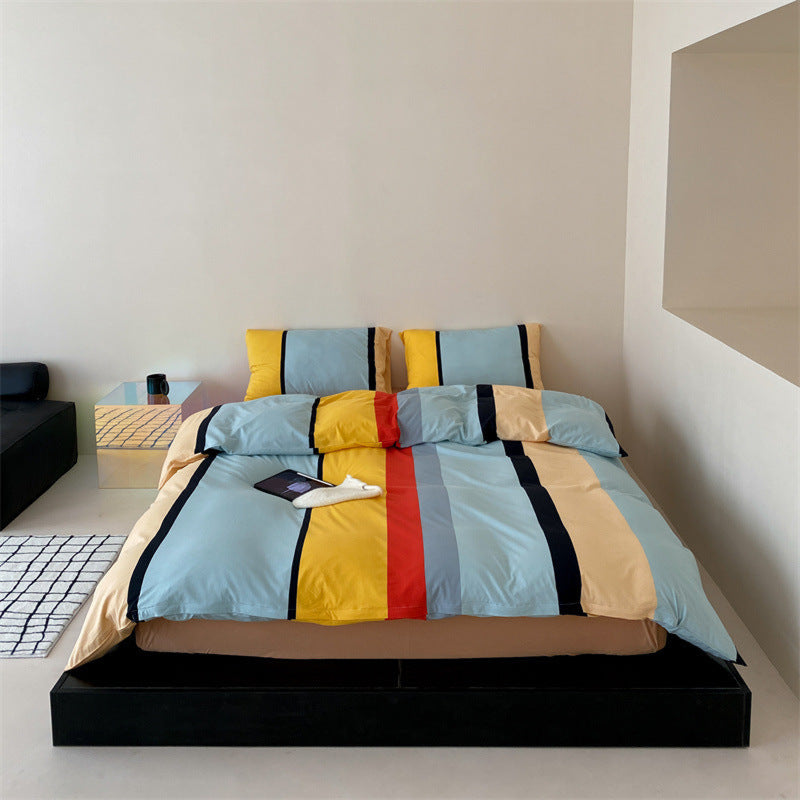 Maximalist Striped Bedding Set / Blue Yellow Small Fitted