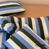 Maximalist Striped Bedding Set / Green Orange