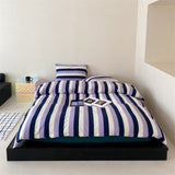 Maximalist Striped Bedding Set / Green Orange Purple Small Fitted