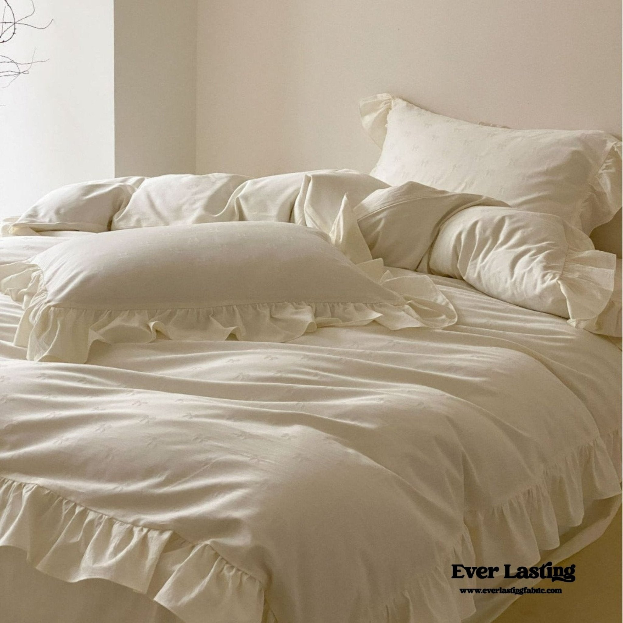 Milena Ribbon Bow Ruffle Bedding Set - Ever Lasting
