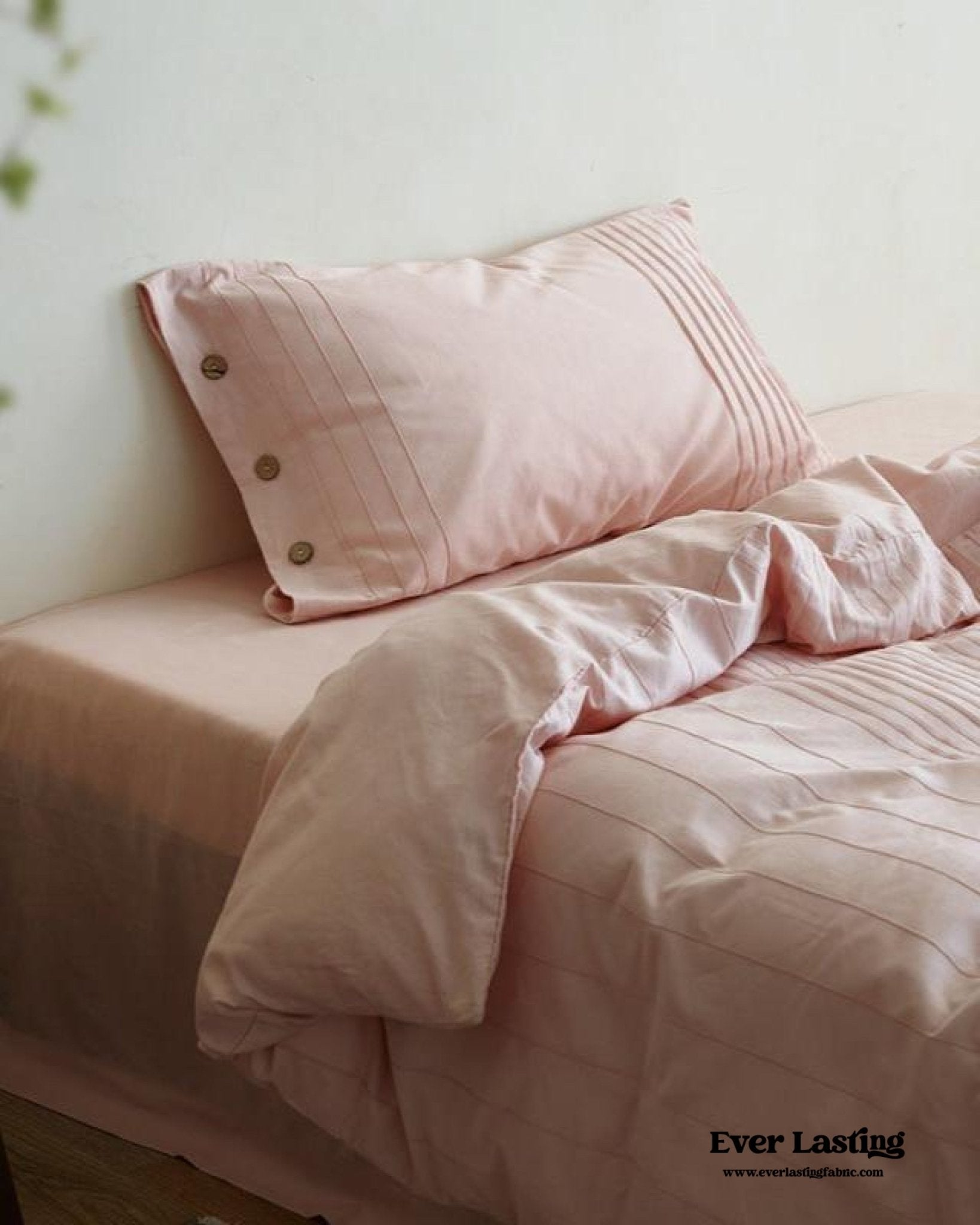 Milo Minimalist Solid Button Bedding Bundle - Ever Lasting