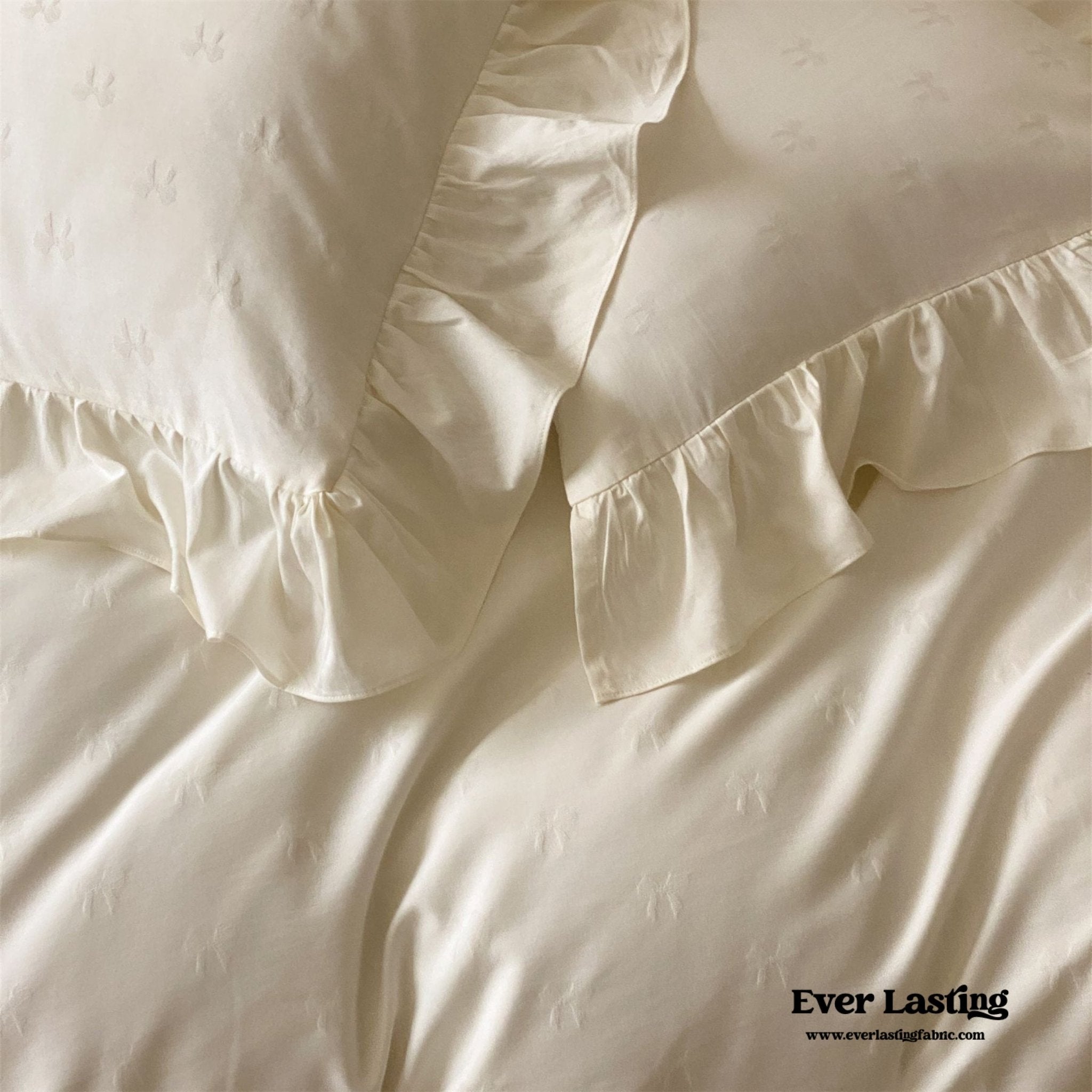 Mimi Ribbon Ruffle White Bedding Bundle - Ever Lasting