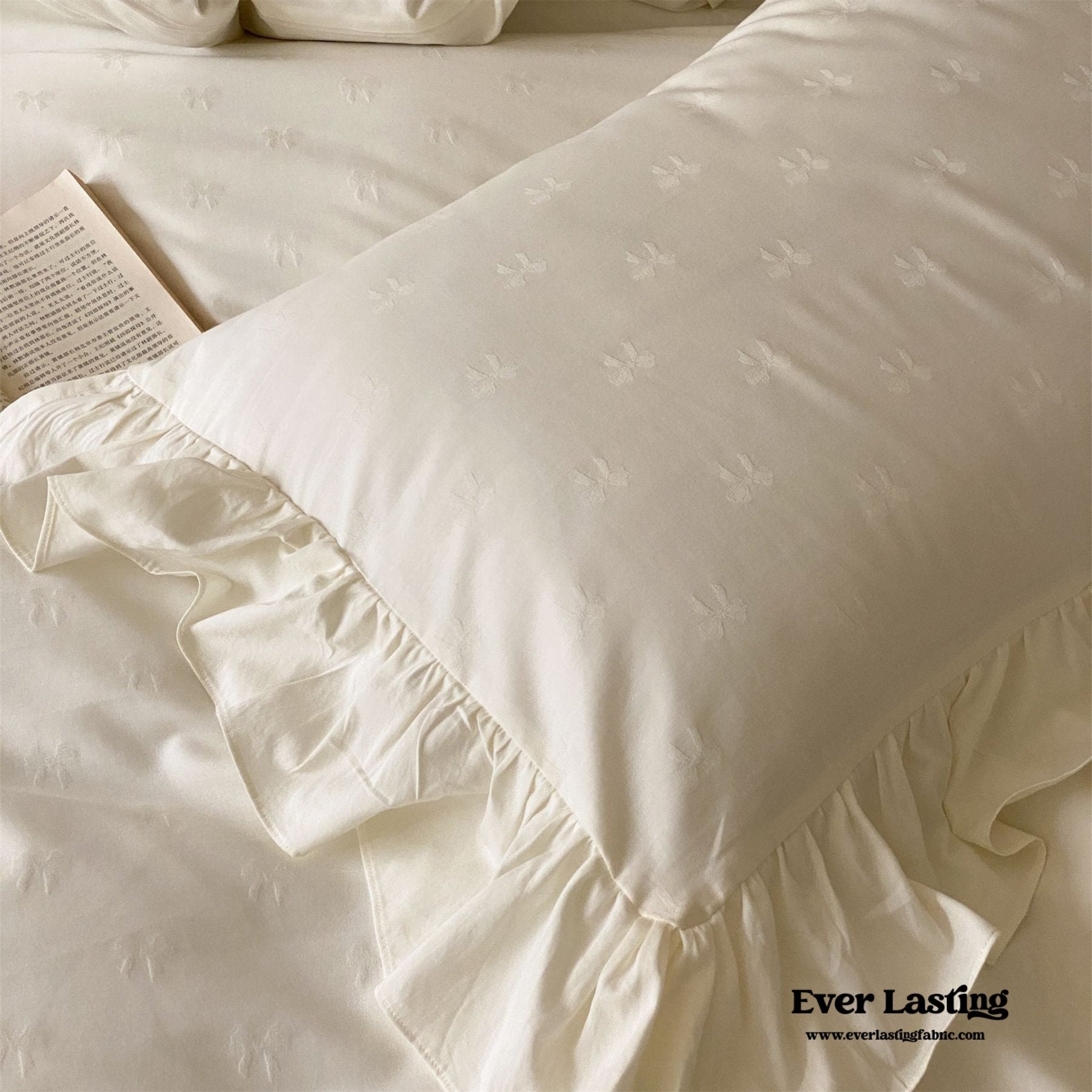 Mimi Ribbon Ruffle White Bedding Bundle - Ever Lasting