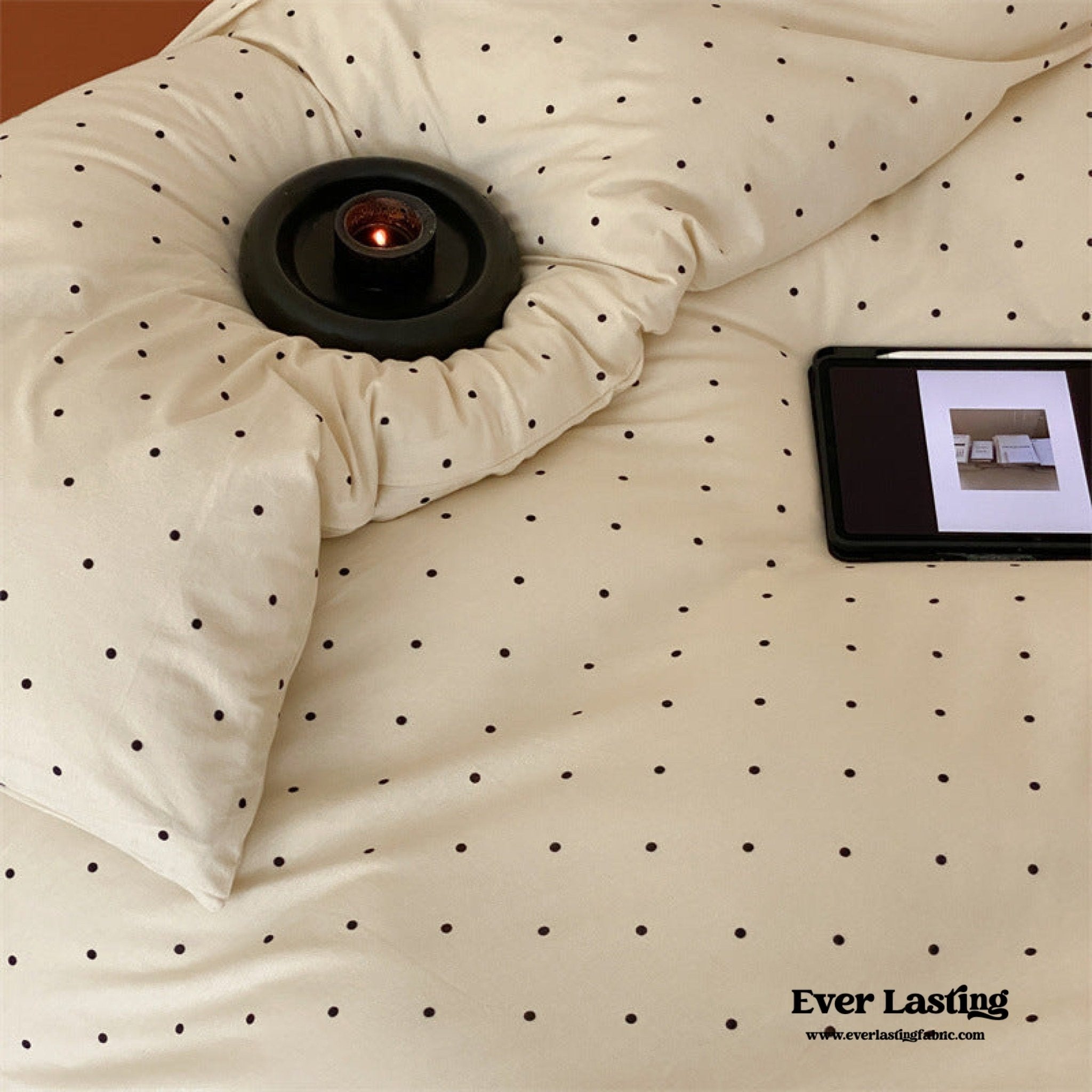 Mini Polka Dot Jersey Knit Bedding Set / Black + Pink - Ever Lasting